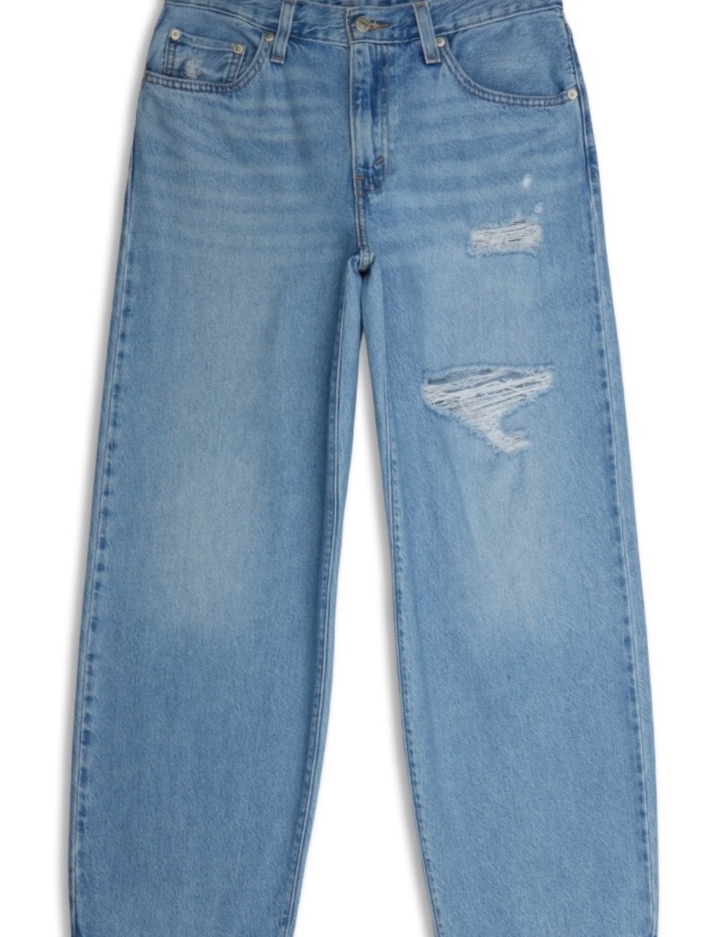 Levi's Light Blue Distressed Baggy Dad Jeans